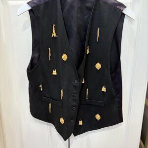 Paris gold charm black vest